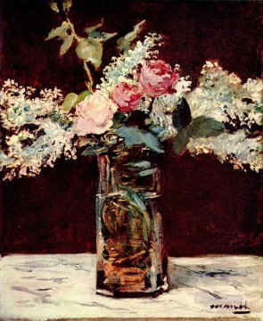 フラワーズ Painting - ライラックとバラ エドゥアール・マネ 印象派 花